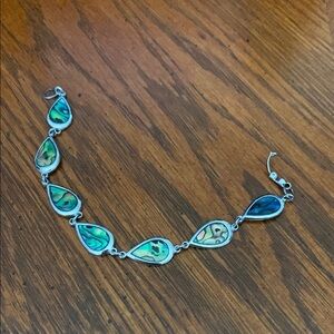Silver and Green/Blue Abalone Bracelet